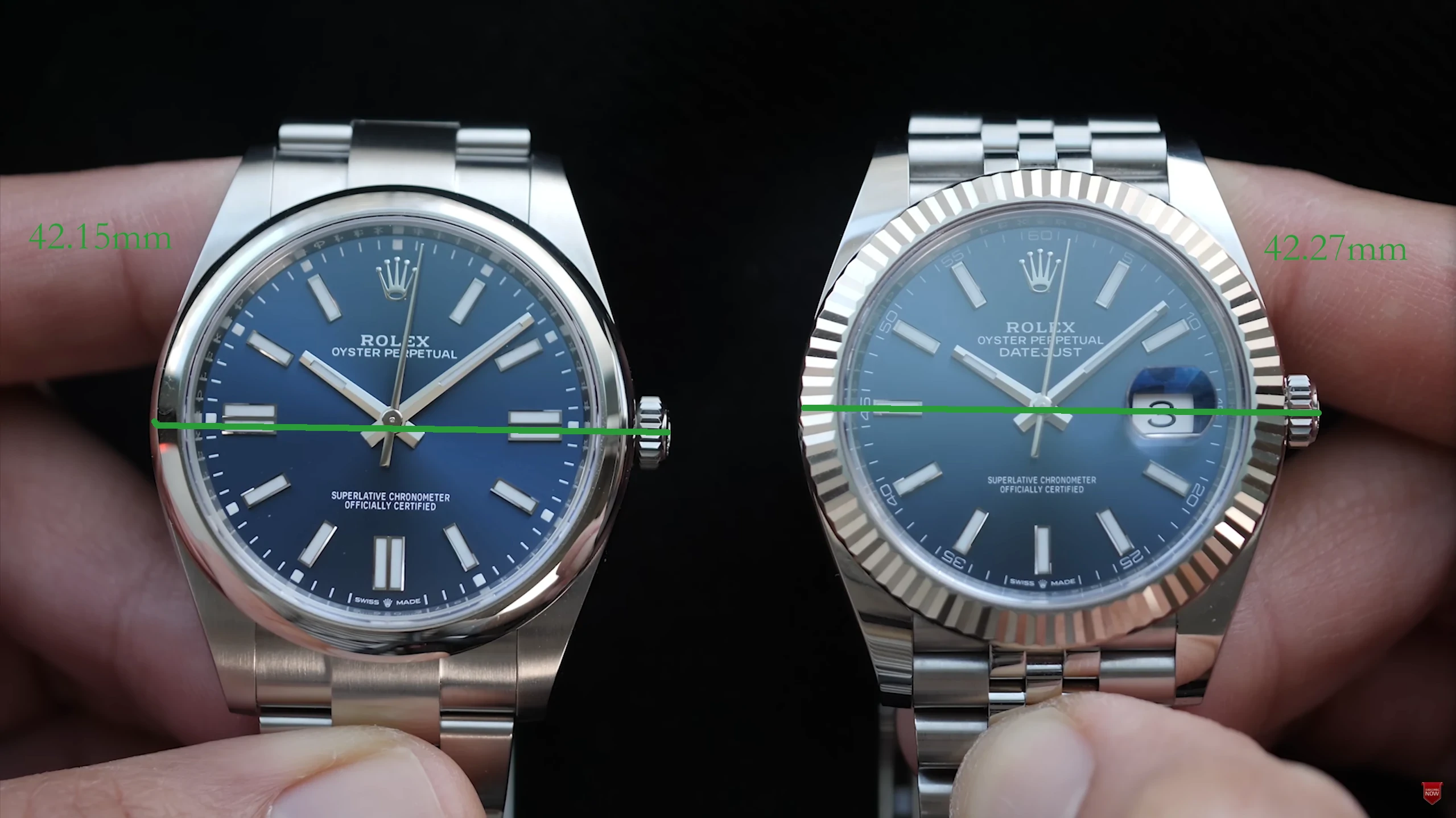 Rolex Datejust 41 vs Rolex Oyster Perpetual 41 case size with crown