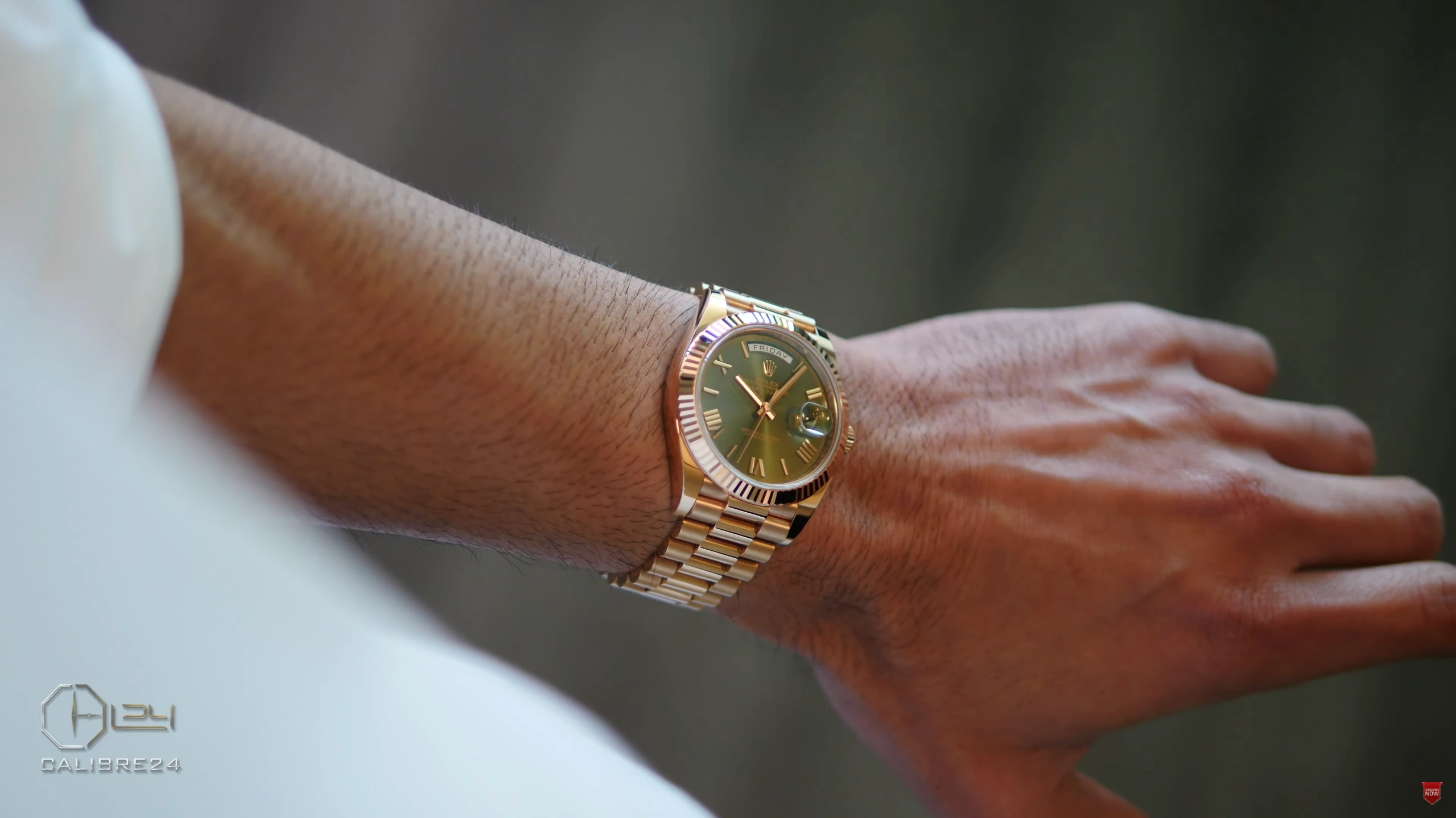 Rolex Day Date Everose on wrist side