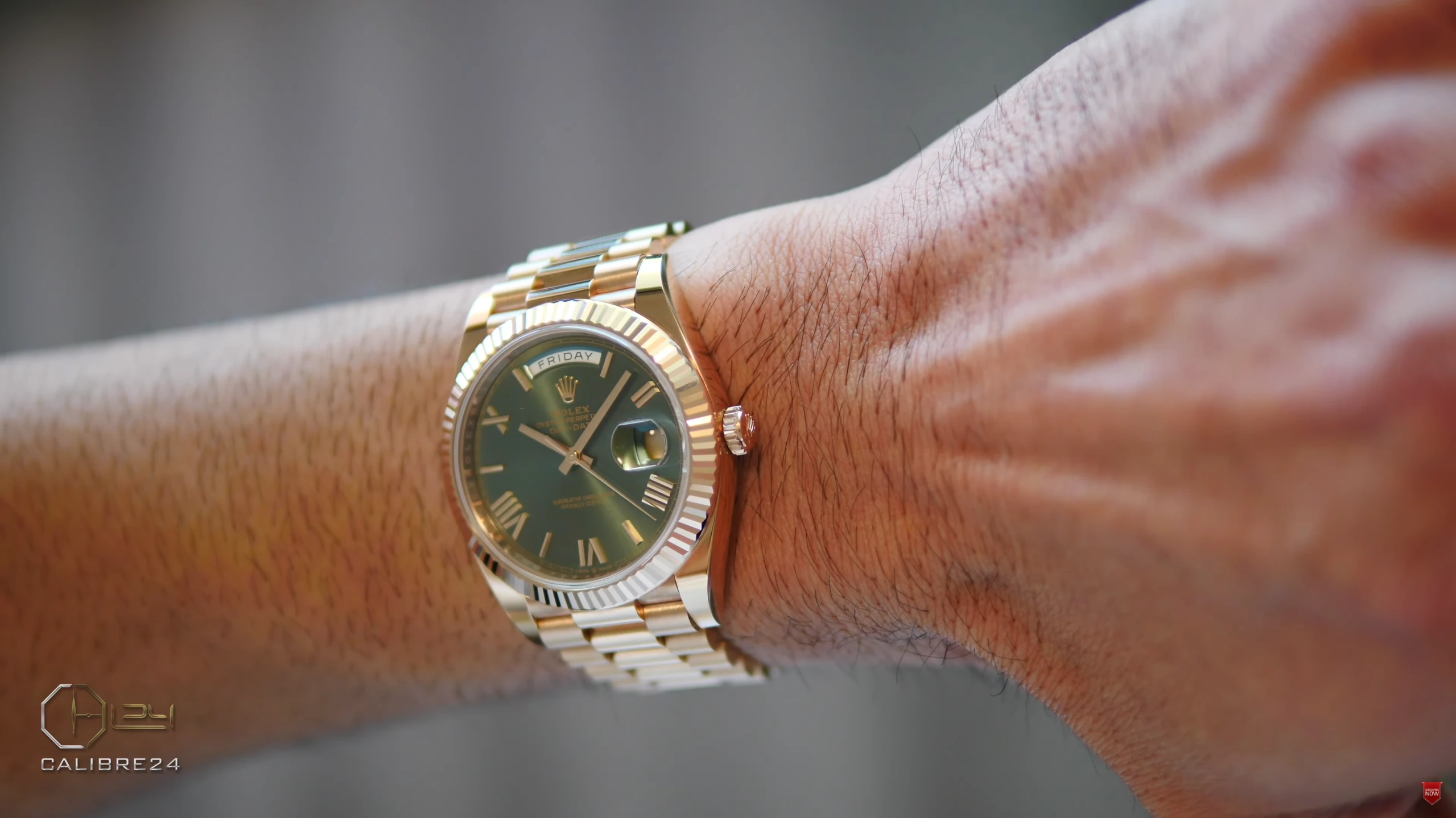 Rolex Day Date Everose on wrist front