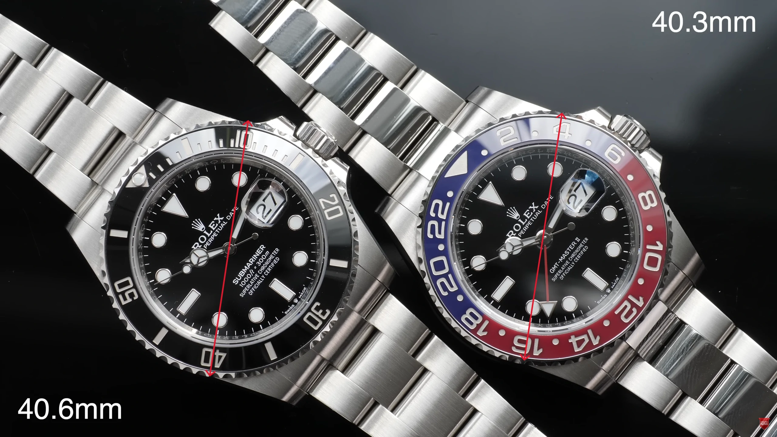 Rolex Submariner or Rolex GMT Master II. Case size