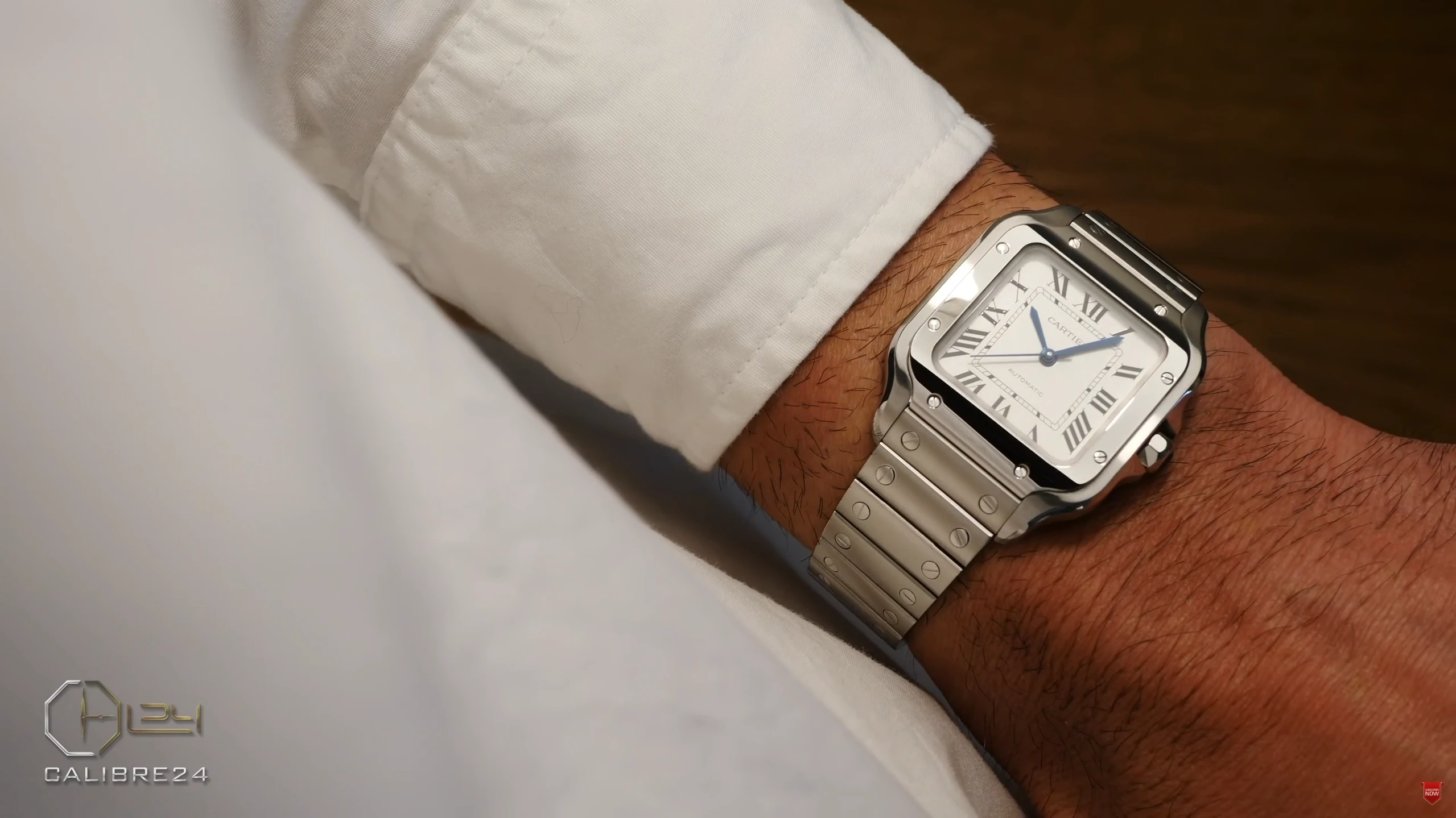 Santos de Cartier on wrist